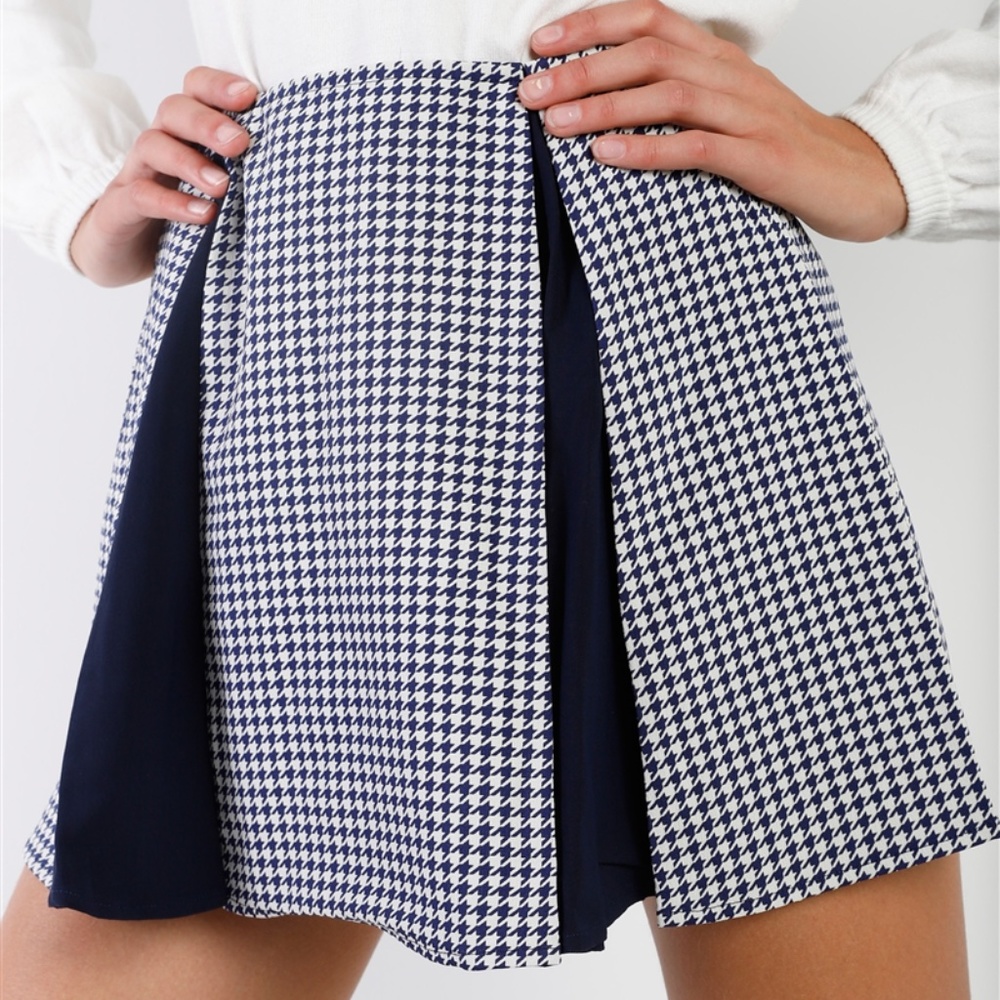 NEW Navy Mix Print High Waisted Mini Skirt